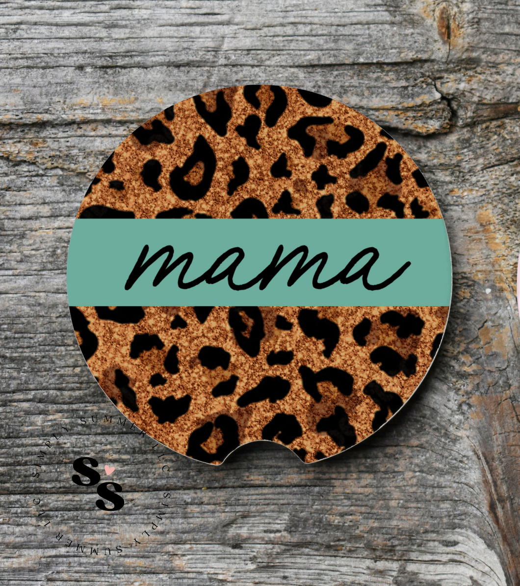 Mama Leopard Car Coasters (Set of 2)