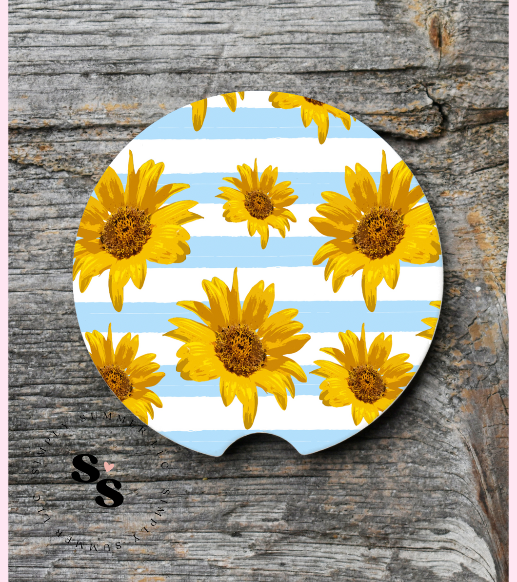 Sunflower Car Coasters (Set of 2)